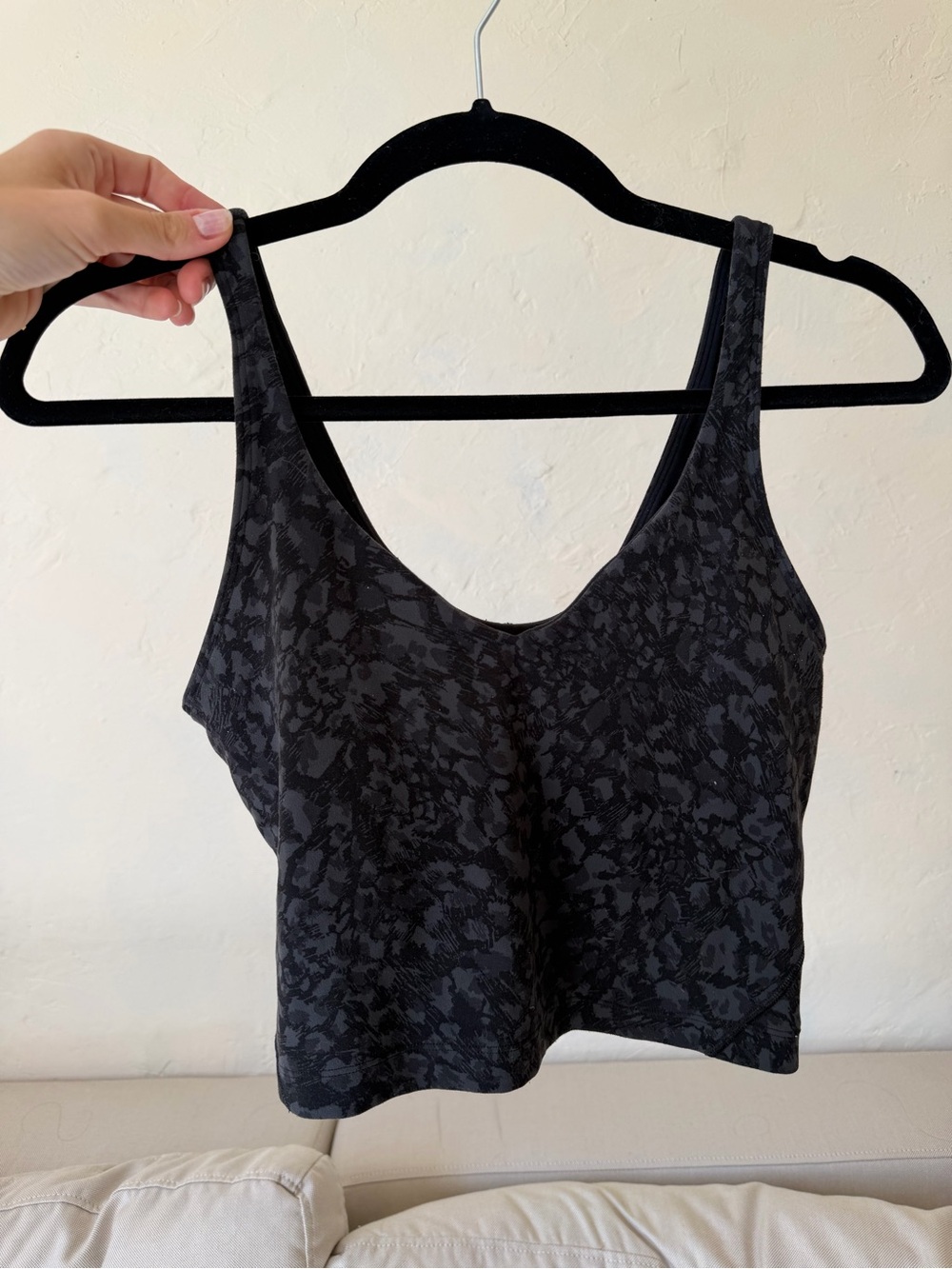 lululemon athletica Black Gray Patterned Sports Bra Top